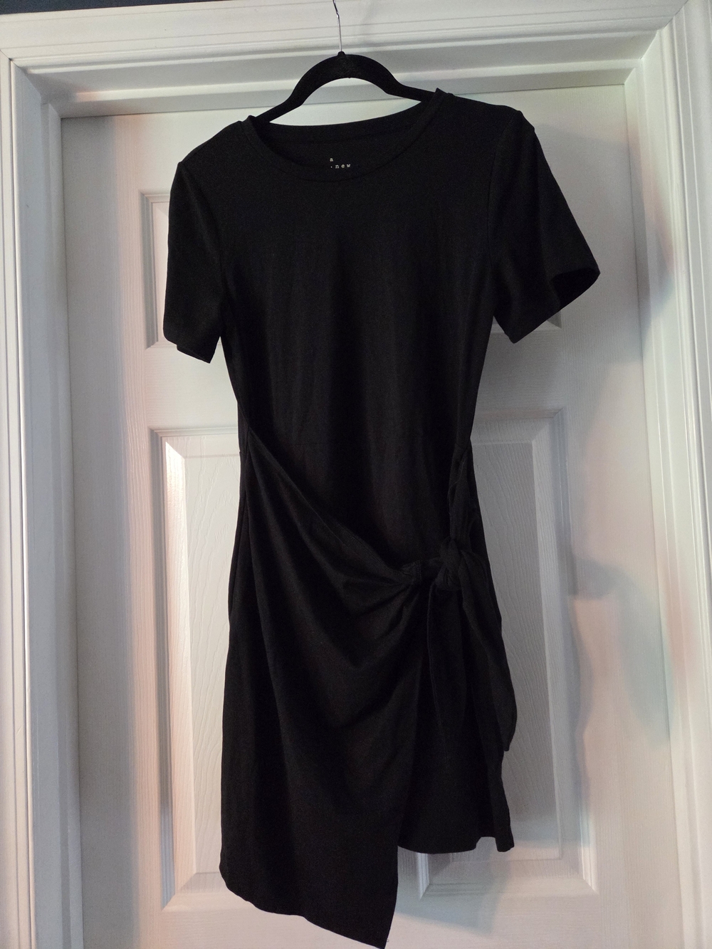 a new day Black Short-Sleeve Mini Dress with Side Knot